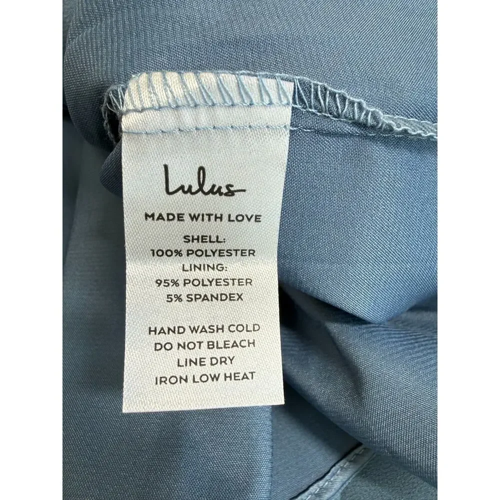 NEW Lulus All About Love Chiffon Maxi Dress Womens Size Large Pleated Slate Blue - Picture 11 of 12